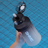 1.3L Gradient Color Sports Water Drinking Bottle with Straw and Time Marker_4