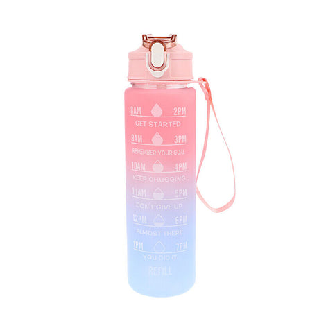 1L Gradient Sports Travel Water Drinking Bottle with Straw and Time Marker_2