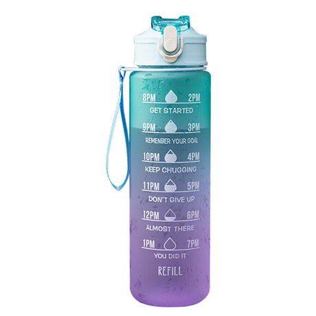 1L Gradient Sports Travel Water Drinking Bottle with Straw and Time Marker_0