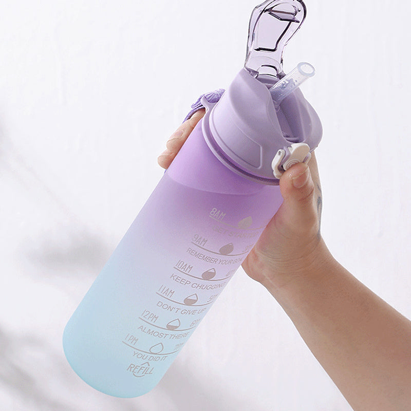 1L Gradient Sports Travel Water Drinking Bottle with Straw and Time Marker_14