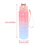 1L Gradient Sports Travel Water Drinking Bottle with Straw and Time Marker_3