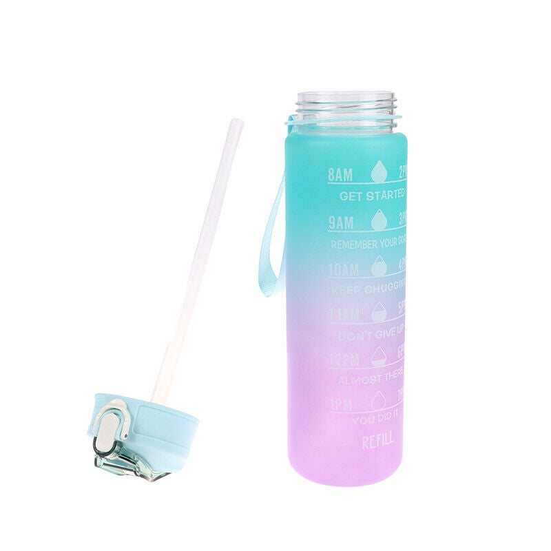 1L Gradient Sports Travel Water Drinking Bottle with Straw and Time Marker_4
