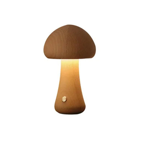 Wooden Mushroom LED Night Light for Bedroom - USB Rechargeable_14