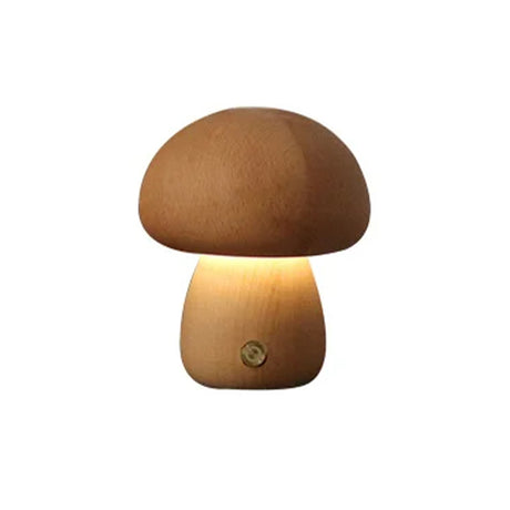 Wooden Mushroom LED Night Light for Bedroom - USB Rechargeable_20