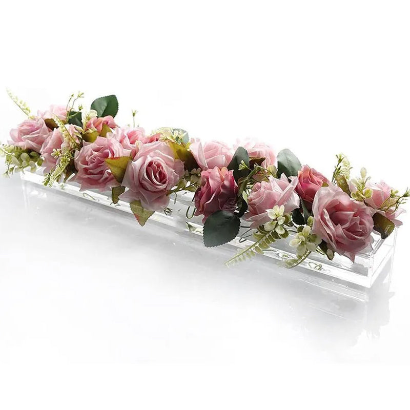 30/40cm Rectangular Flower Vase Acrylic Flower Container Table Decoration_6