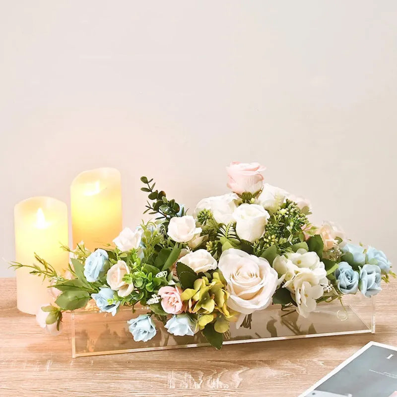 30/40cm Rectangular Flower Vase Acrylic Flower Container Table Decoration_7