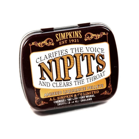 Simpkins Nipits Pure Liquorice Aniseed Pellets Sweets Tin 12g - Sweet Victory Products Ltd