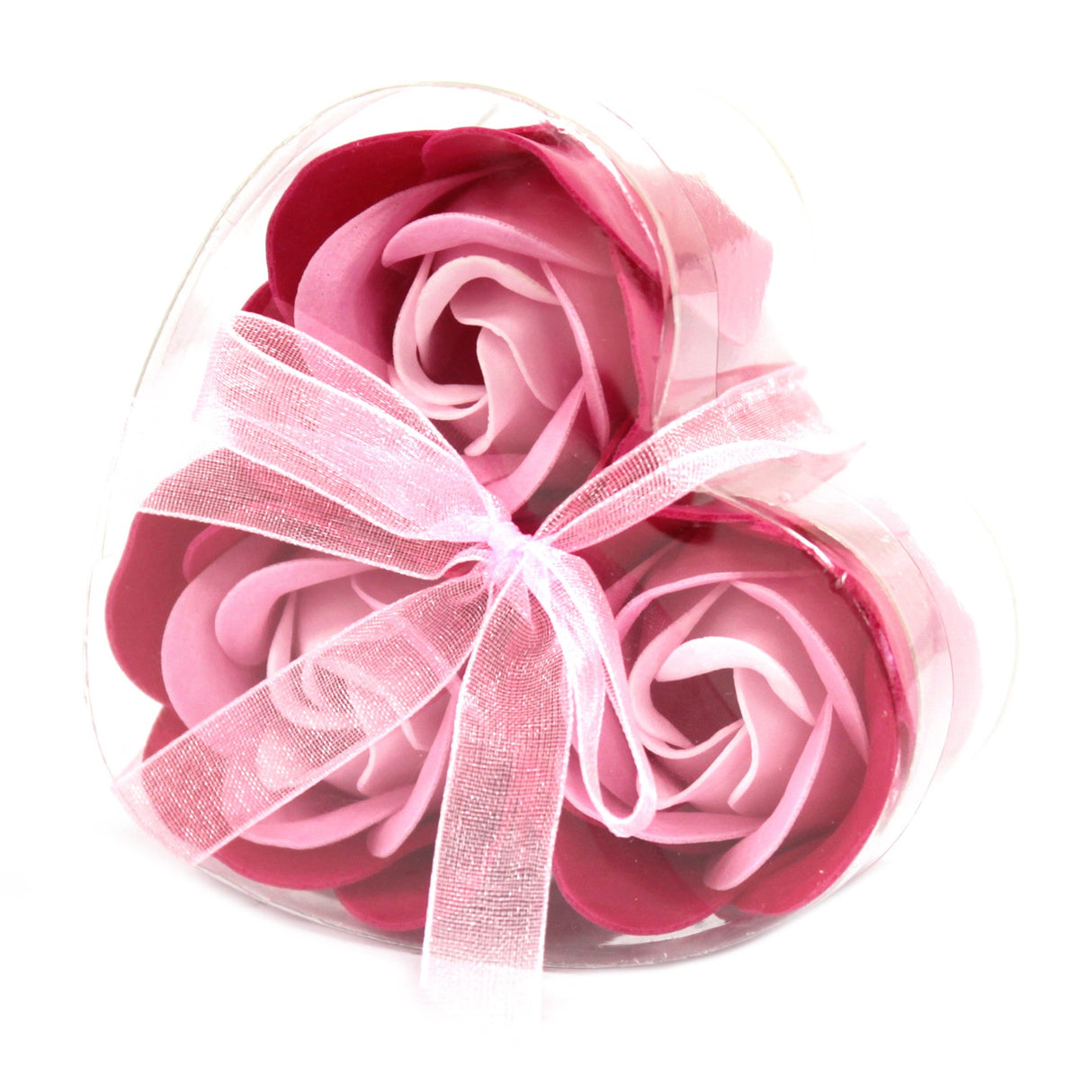 Set of 3 Soap Flower Heart Box - Pink Roses x4 Packs