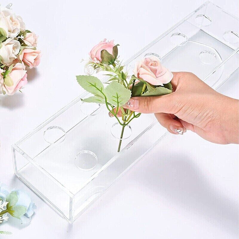 Rectangular Transparent Flower Vase Acrylic Flower Container Table Decoration_5