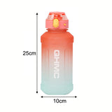 1.3L Gradient Color Sports Water Drinking Bottle with Straw and Time Marker_1