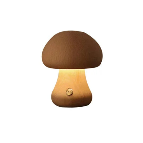 Wooden Mushroom LED Night Light for Bedroom - USB Rechargeable_18