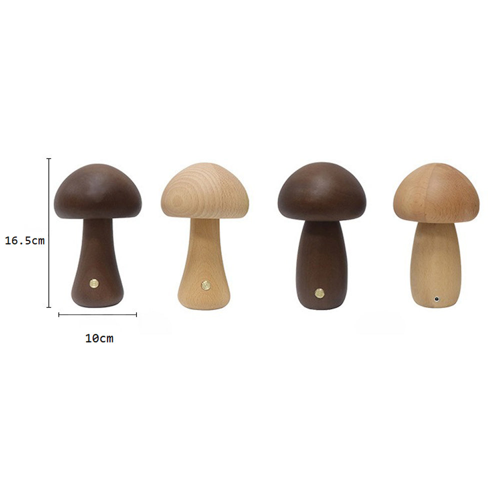 Wooden Mushroom LED Night Light for Bedroom - USB Rechargeable_12