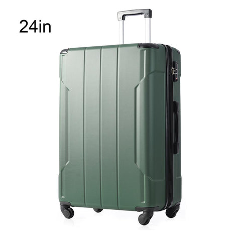 24In Expandable Lightweight Spinner Suitcase with Corner Guards - Green_1