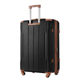 24In Expandable Lightweight Spinner Suitcase with Corner Guards - Black plus Brown_3