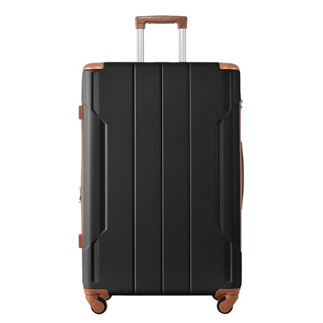 24In Expandable Lightweight Spinner Suitcase with Corner Guards - Black plus Brown_0
