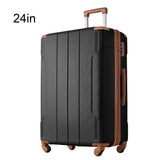 24In Expandable Lightweight Spinner Suitcase with Corner Guards - Black plus Brown_1