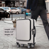 20-Inch Carry-on Luggage with Front Pocket, USB Port, and Carrying Case - White_13