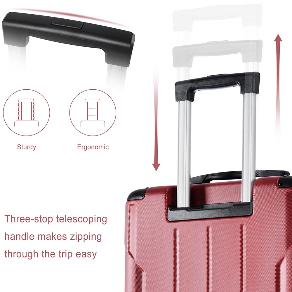 1Pc 28In Expandable Lightweight Spinner Suitcase with Corner Guards - Red_12