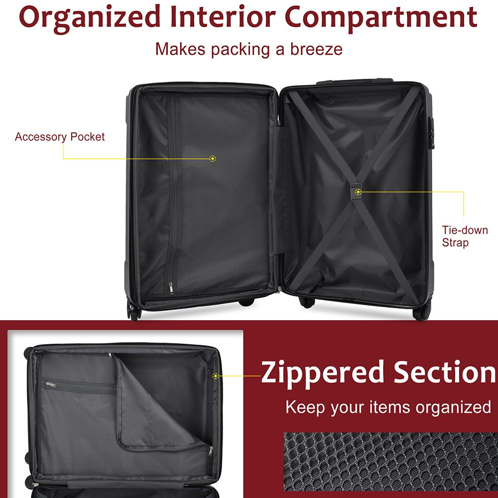 1Pc 28In Expandable Lightweight Spinner Suitcase with Corner Guards - Red_13