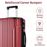 1Pc 28In Expandable Lightweight Spinner Suitcase with Corner Guards - Red_15
