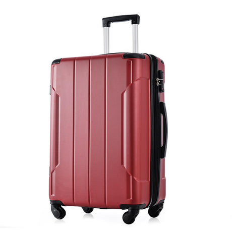 1Pc 28In Expandable Lightweight Spinner Suitcase with Corner Guards - Red_0