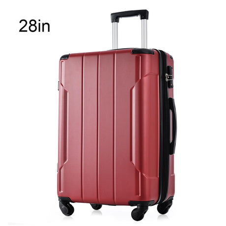 1Pc 28In Expandable Lightweight Spinner Suitcase with Corner Guards - Red_1