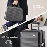 20-Inch Carry-on Luggage with Front Pocket, USB Port, and Carrying Case - Grey_12