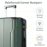 1Pc 28In Expandable Lightweight Spinner Suitcase with Corner Guards - Green_9