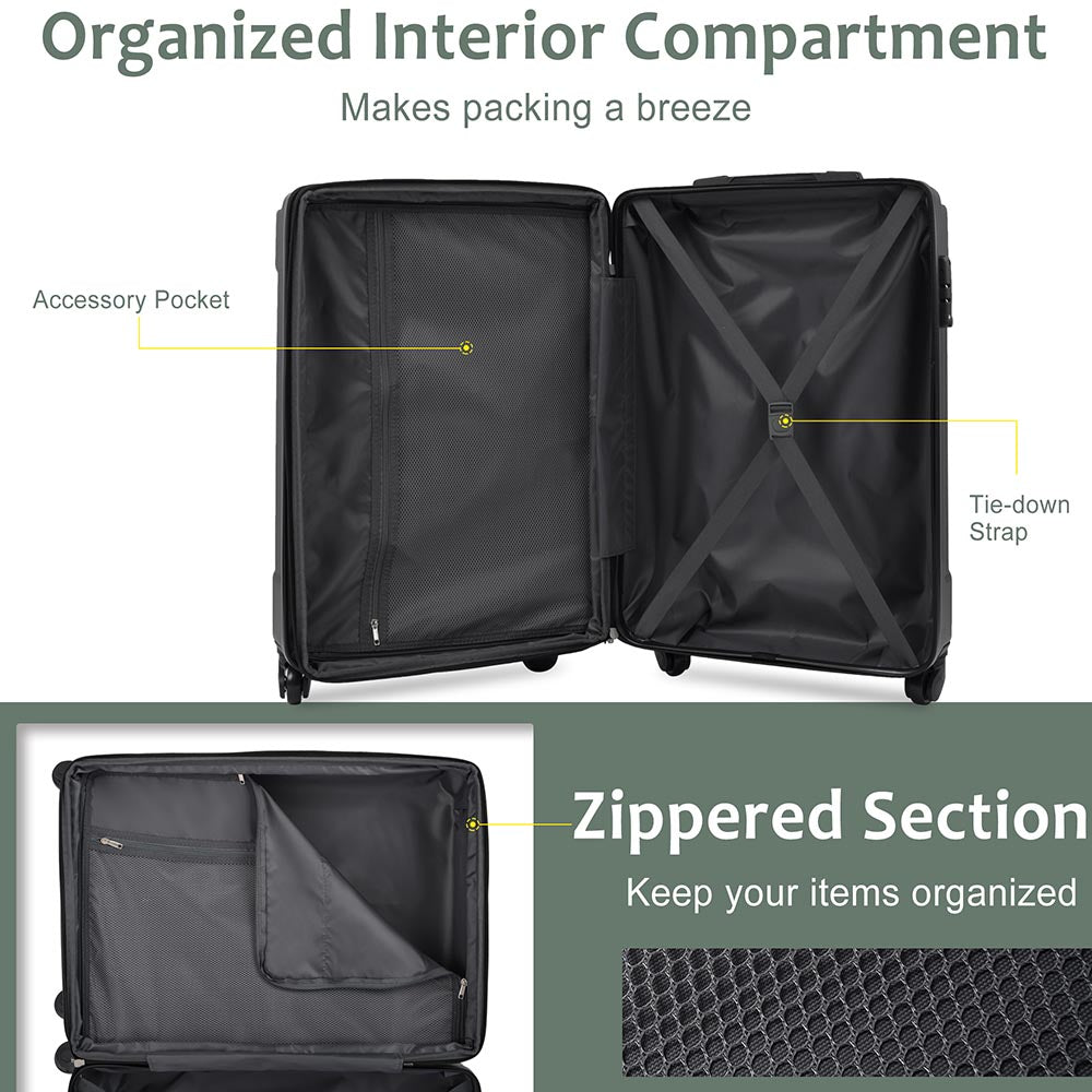 1Pc 28In Expandable Lightweight Spinner Suitcase with Corner Guards - Green_8