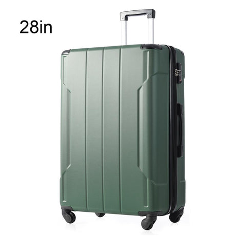 1Pc 28In Expandable Lightweight Spinner Suitcase with Corner Guards - Green_1