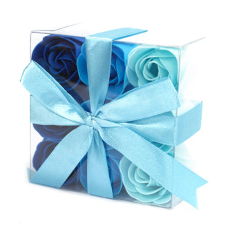 Set of 9 Soap Flowers - Blue Wedding Roses x3 Packs