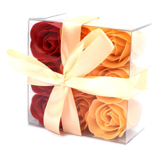 Set of 9 Soap Flower Box - Peach Roses x3 Packs