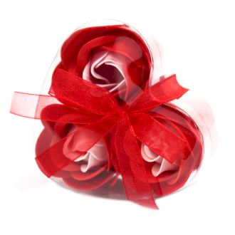 Set of 3 Soap Flower Heart Box - Red Roses x4 Packs