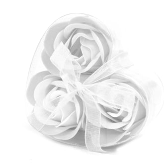 Set of 3 Soap Flower Heart Box - White x4 Packs