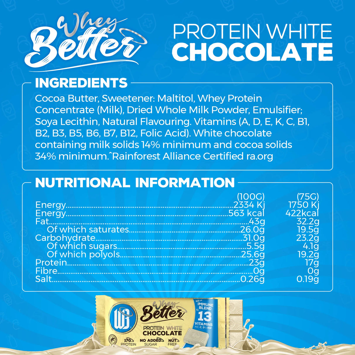 Wheybetter Protein White Chocolate Bar 75g