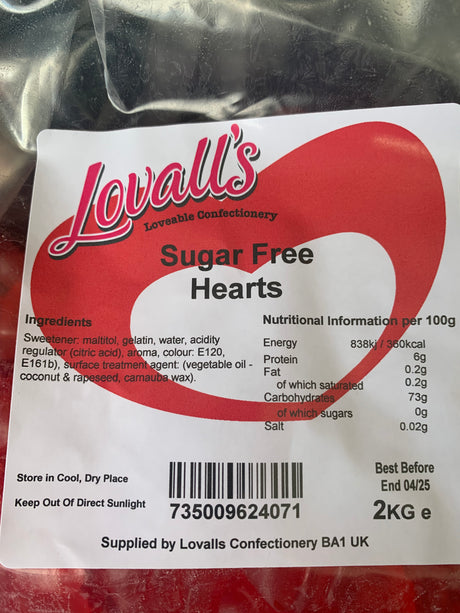 Lovalls Sugar Free Love Hearts Gummy Sweets 200g