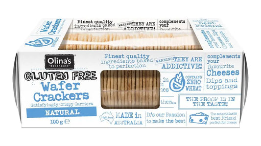 Olina's Low Carb Simply Wafer Gluten Free Crackers Natural