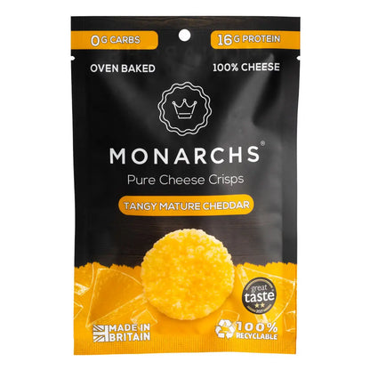 Monarchs Pure Cheese Crisps Tangy Mature Cheddar 32g - Sweet Victory Products Ltd