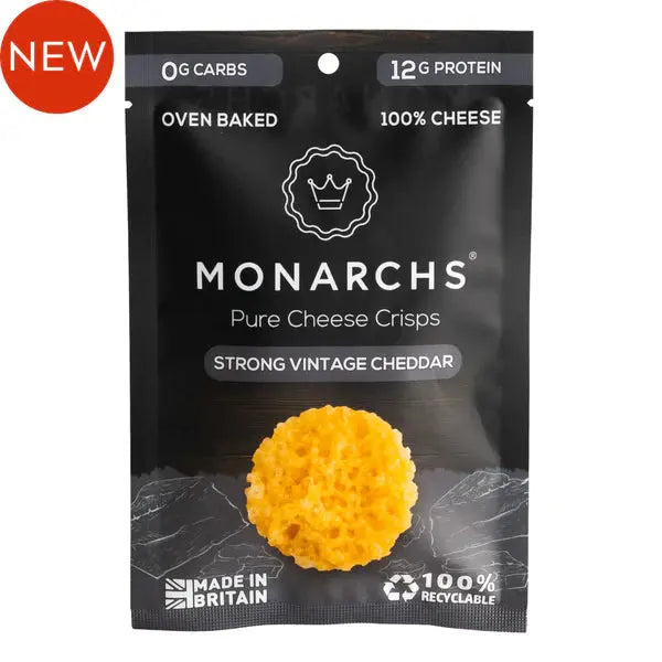 Monarchs Pure Cheese Crisps Strong Vintage Cheddar 32g - Sweet Victory Products Ltd