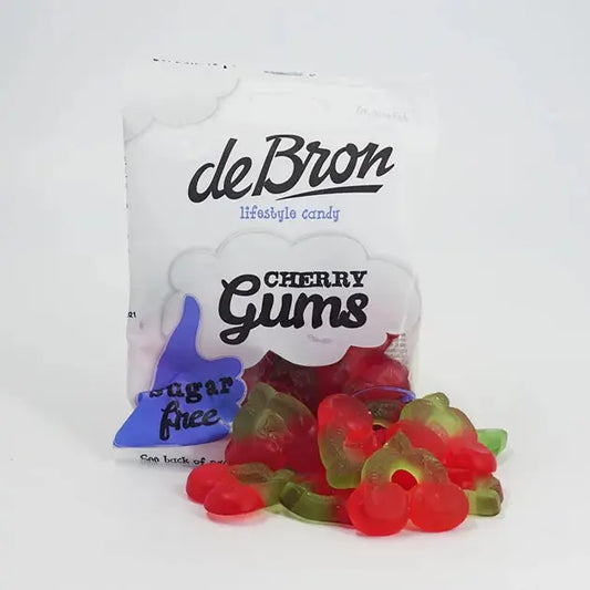 de Bron Sugar Free Sweets Gummy Sweets Twin Cherries 90g - Sweet Victory Products Ltd