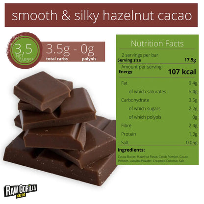 Raw Gorilla Smooth &amp; Silky Hazelnut Chok Chocolate 35g - Sweet Victory Products Ltd