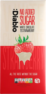 Diablo No Added Sugar White Chocolate With Strawberry 75g - Sweet Victory Products Ltd