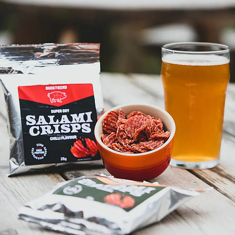 Buck n Bird Air Dried Salami Crisps - Chilli 25g - Sweet Victory Products Ltd