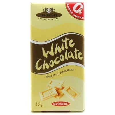 Simpkins No Added Sugar and Gluten Free White Chocolate Bar 75g - Sweet Victory Products Ltd