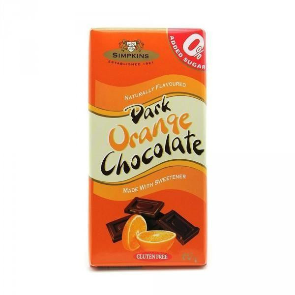 Simpkins Sugar Free Gluten Free Dark Orange Chocolate Bar 75g - Sweet Victory Products Ltd