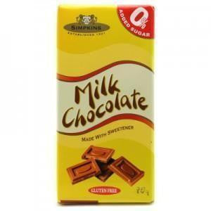 Simpkins No Added Sugar Gluten Free Milk Chocolate Bar 75g - Sweet Victory Products Ltd