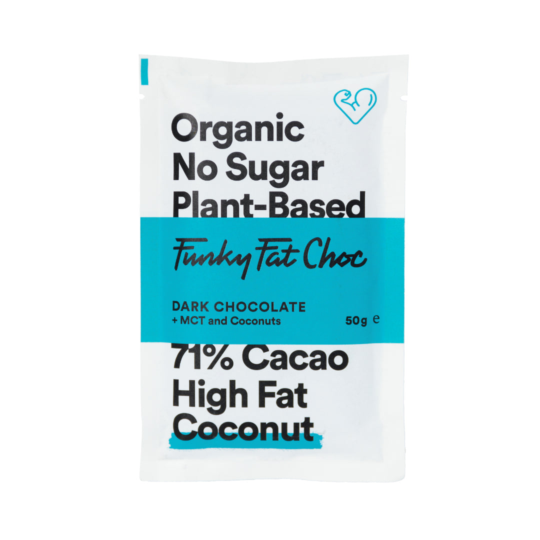 Funky Fat Foods LCHF Organic Coconut Chocolate Bar 50g BBE: 04/2023 - Sweet Victory Products Ltd