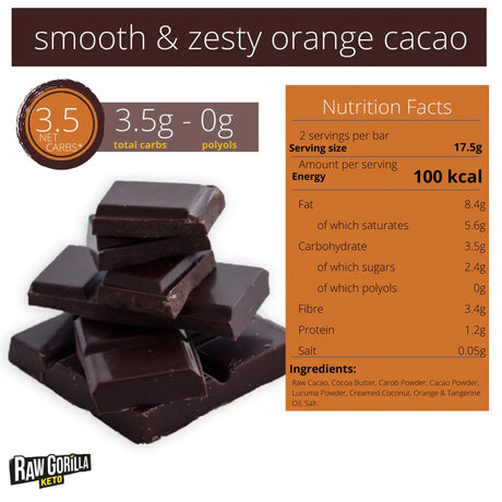 Raw Gorilla Smooth &amp; Silky Zesty Orange Chok Chocolate 35g - Sweet Victory Products Ltd