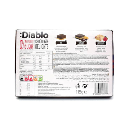 Diablo No Added Sugar 12 Chocolate Delights Box 115g - Sweet Victory Products Ltd