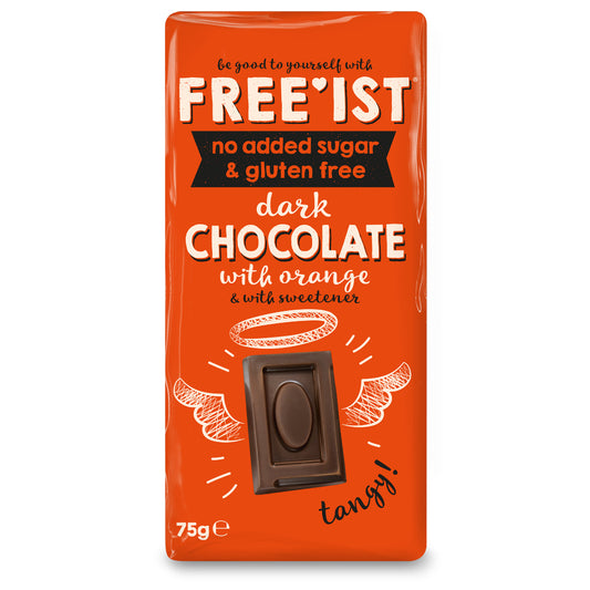 FREE'IST NO ADDED SUGAR DARK CHOCOLATE WITH ORANGE 75g - Sweet Victory Products Ltd